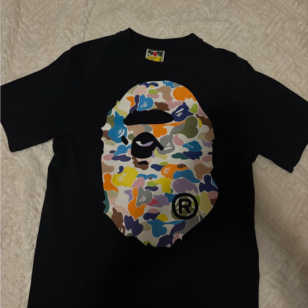 Bape Kids Black Camo Graphic Tee